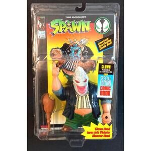Todd McFarlane's Spawn Clown Action Figure Morphing Head with Comic Book MOC